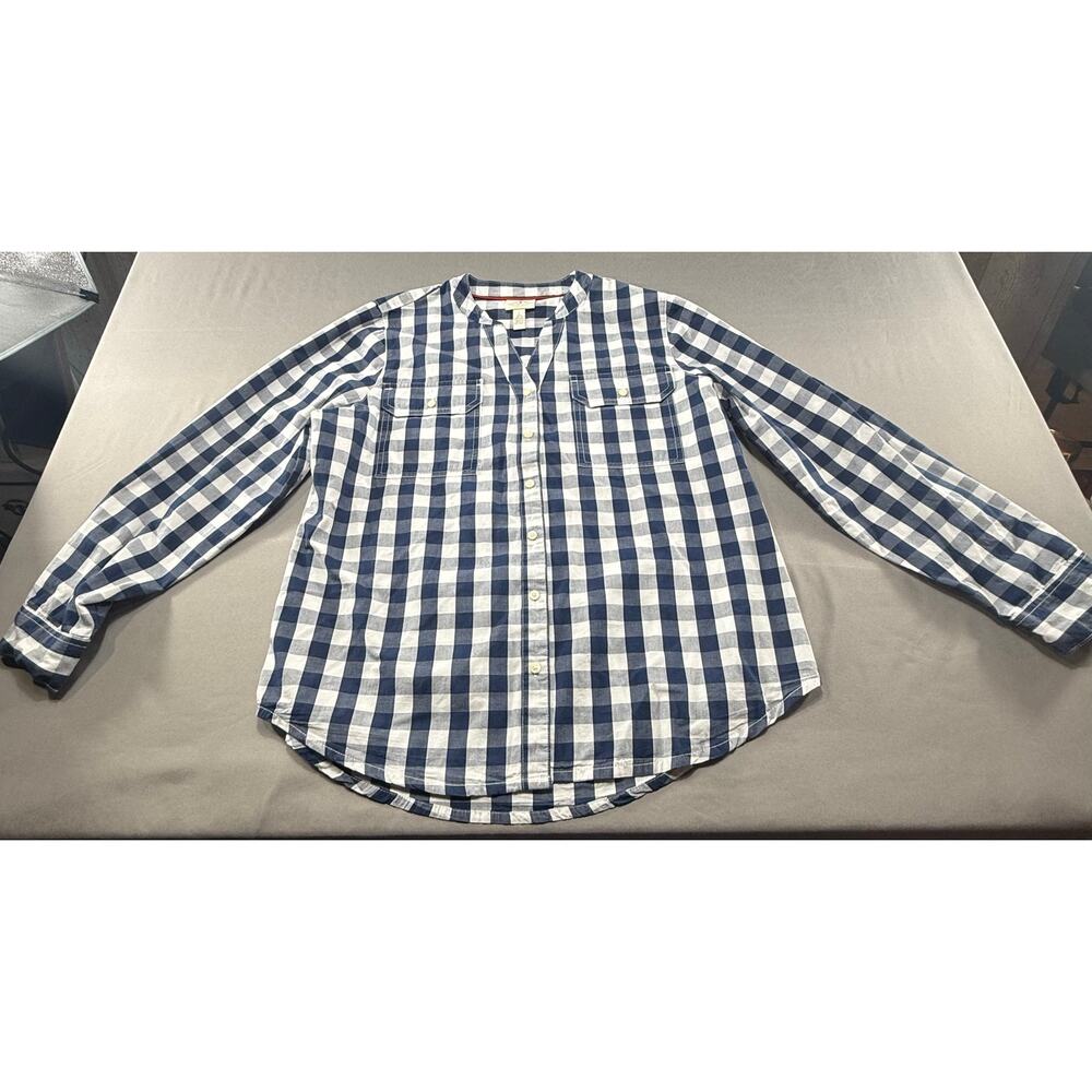 St. John’s Bay Women’s Large Blue White Buffalo Check shirt
